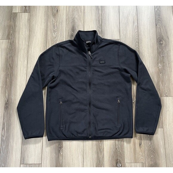 REI Coop Sweater Mens Large Dark Gray Full Zip Fleece Sweatshirt - Picture 1 of 9